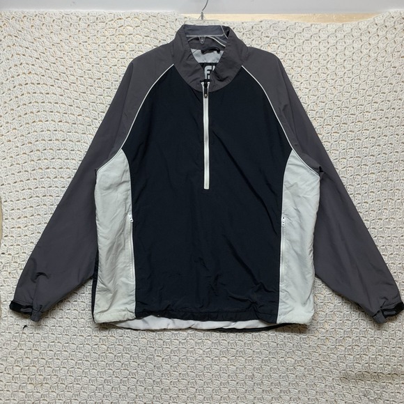 Footjoy Golf Windbreaker Pullover Men's Size XL Y2K Gray Black 1/4 Lightweight - Picture 1 of 9